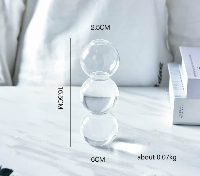 HULIANFU Nordic Creative Glass Bubble Vase Flower Arrangement Spherical Art Flower Ornaments Vases Decoration Home Birthday Gift - Deanwangkt