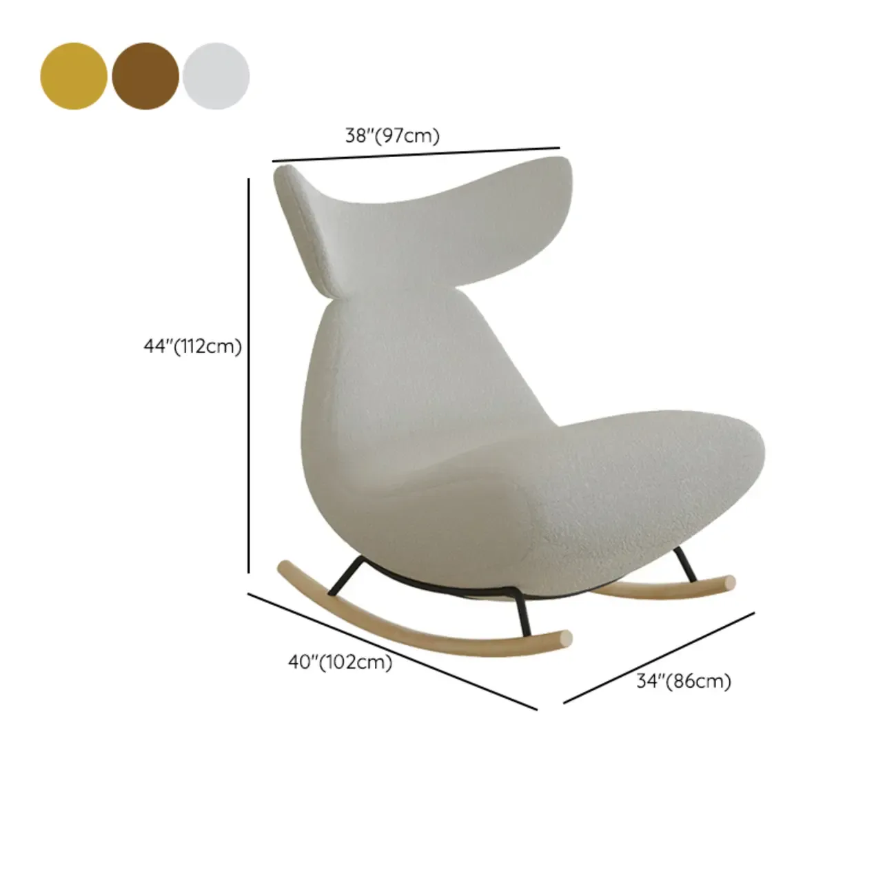 Upholstered Rocking Chair in Whale Shaped with Ottoman