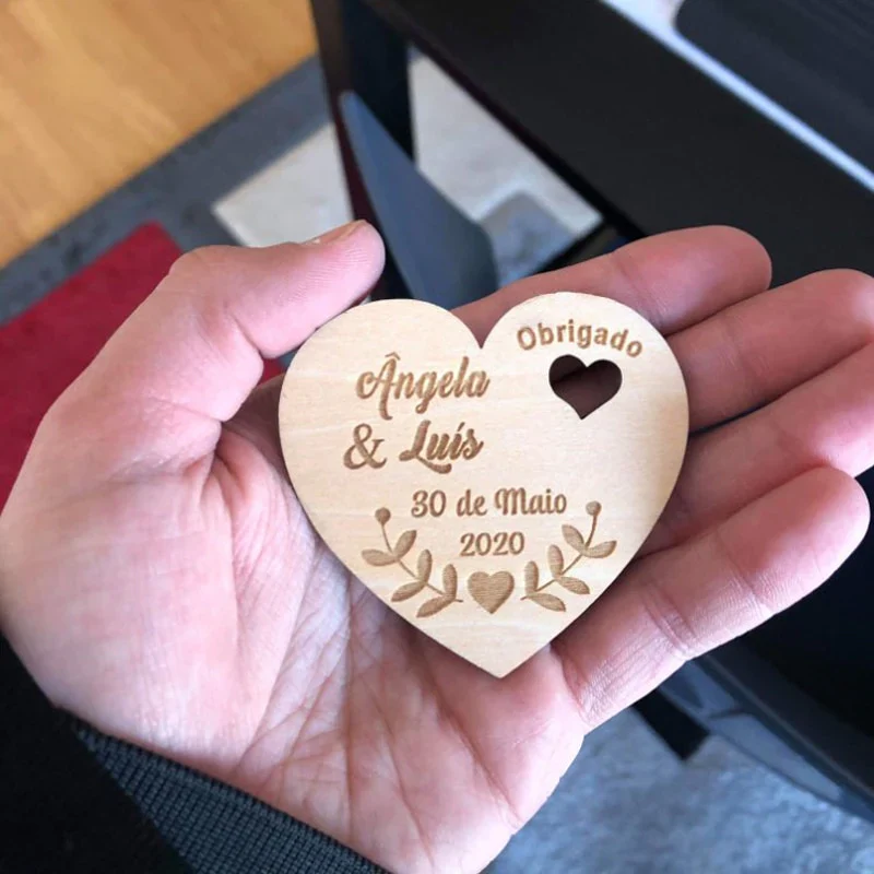 HULIANFU Personalized Wedding Laser Heart Save the Date Magnets,Custom wood rustic save the date,party favors gifts - Deanwangkt