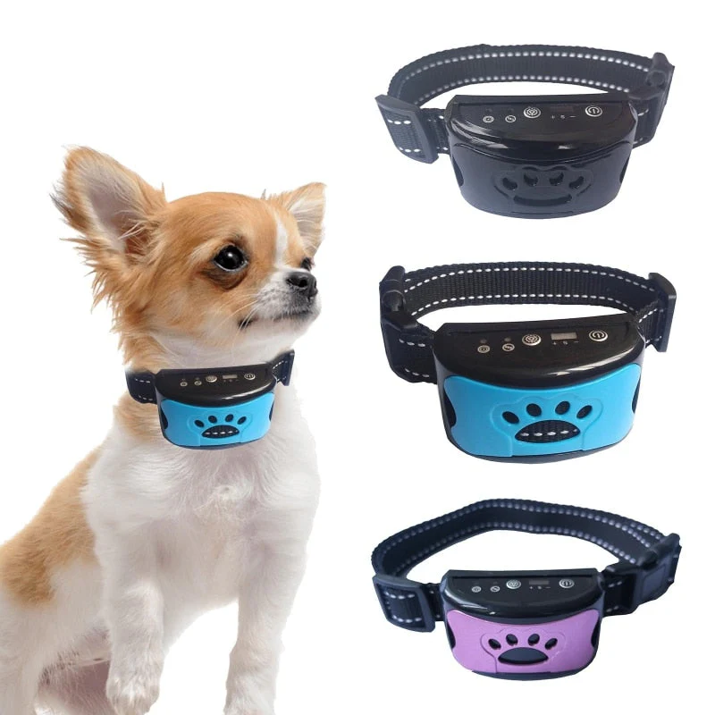 HULIANFU Rechargeable Dog Bark Collar Waterproof Pet Anti Bark Collar Stop Barking Device No Harm Control for Pet Dog Trainning Collars - Deanwangkt