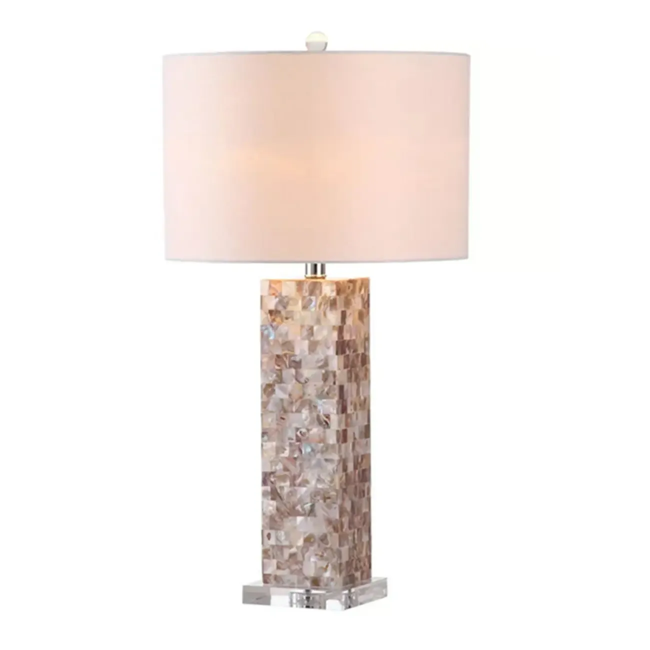 Elegant Shell Base LED Table Lamp with Linen Shade