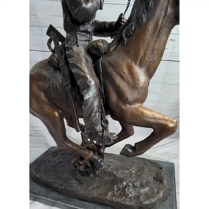 Trooper Of The Plains Frederic Remington Bronze Western Art Sculpture 22 Inches X 21 Inches