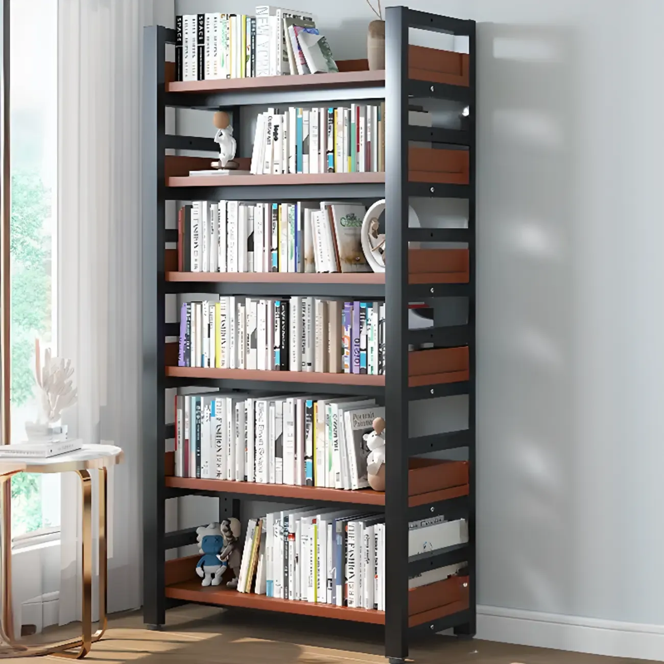 Modish Multi-Layer Open Back Wooden Tall Bookshelves