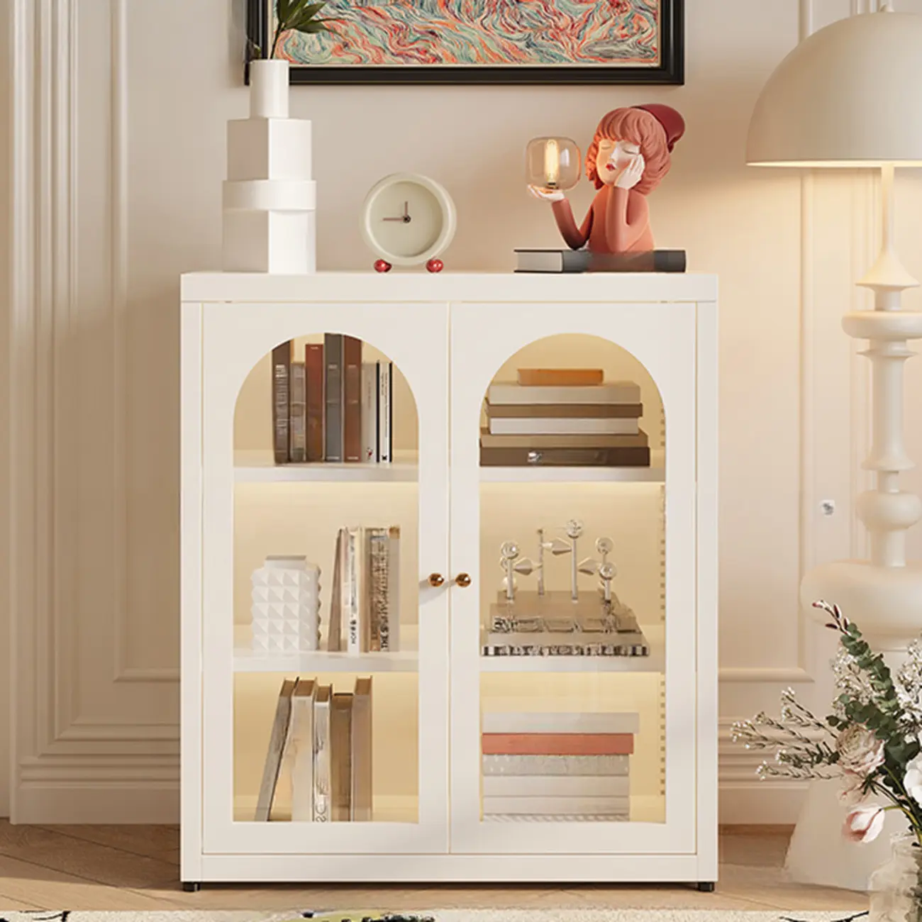 Standard Metal Black Closed Back Bookcase with Doors