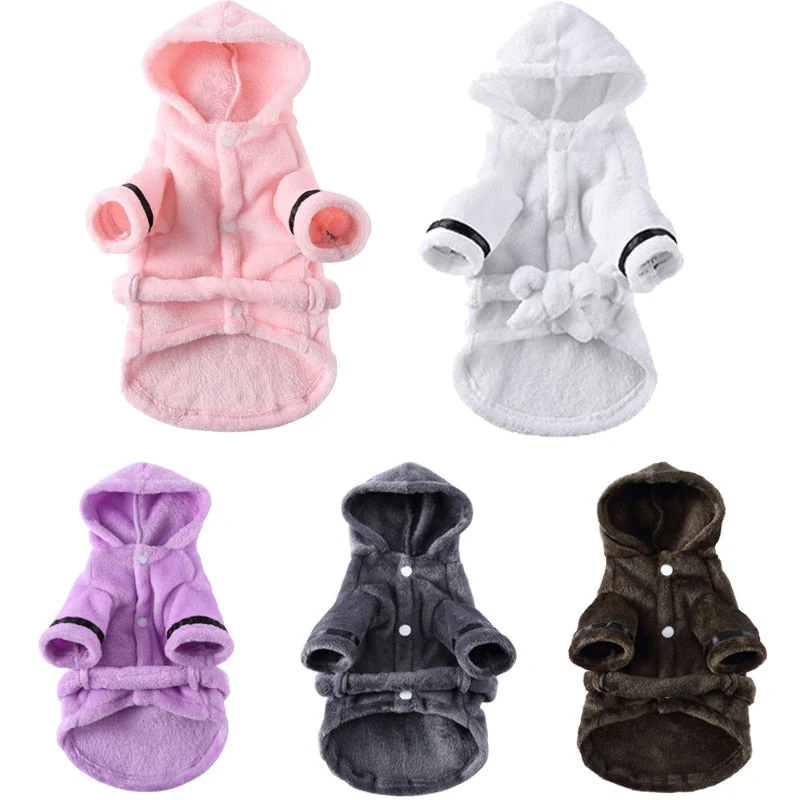 HULIANFU Pet Dog Towel Pajama with Hood Thickened Luxury Soft Cotton Hooded Bathrobe Quick Drying and Super Absorbent Dog Bath Towel - Deanwangkt