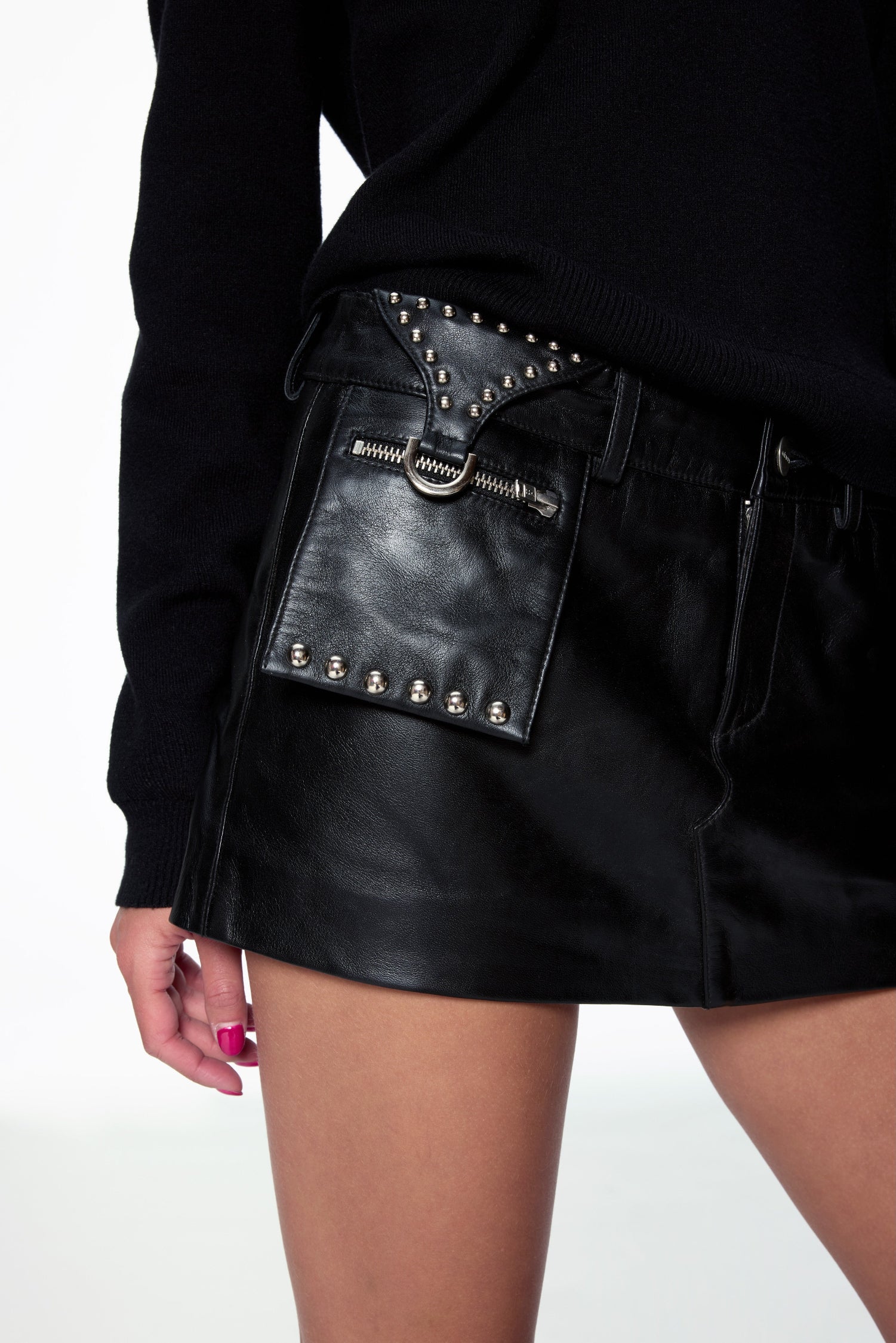 MAC MINI SKIRT - BLACK LEATHER