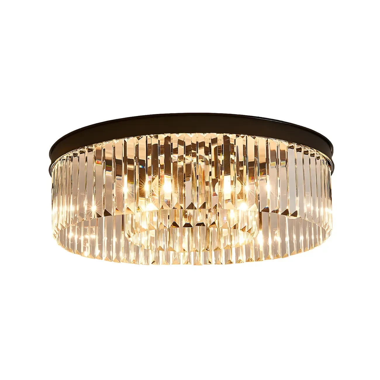 Modern Black Large Crystal Flush Mount Ceiling Light