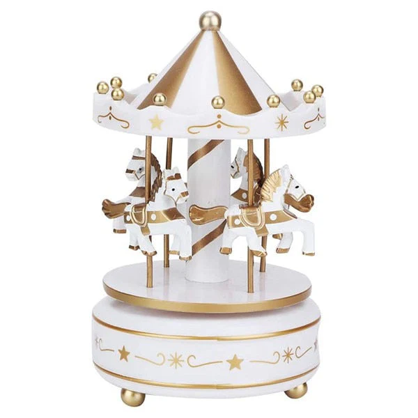 HULIANFU Merry-Go-Round Music Boxes Wind Up Wooden Horse Roundabout Carousel Musical Box Kid Birthday Christmas Gift Christmas Home Decor - Deanwangkt