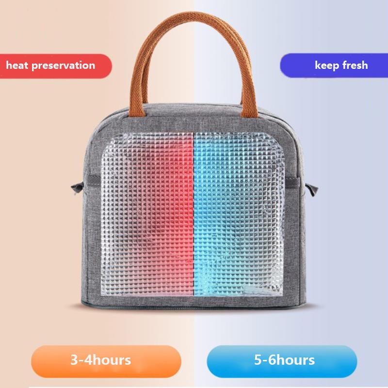 HULIANFU Portable Lunch Bag Lunch Box Thermal Insulated Canvas Tote Pouch Kids School Bento Portable Dinner Container Picnic Food Storage - Deanwangkt