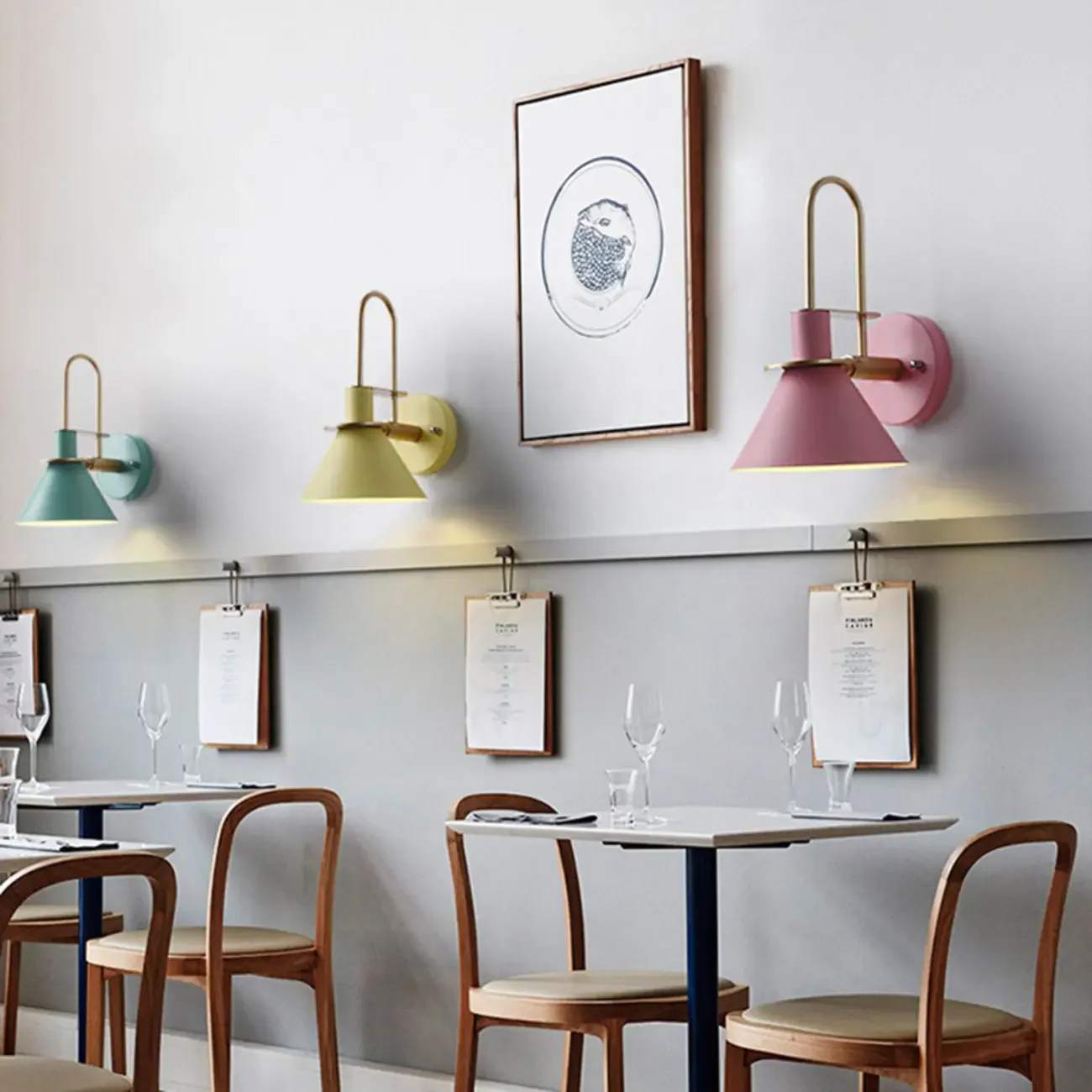 Cone Bathroom Vanity Light with Green Iron Shade