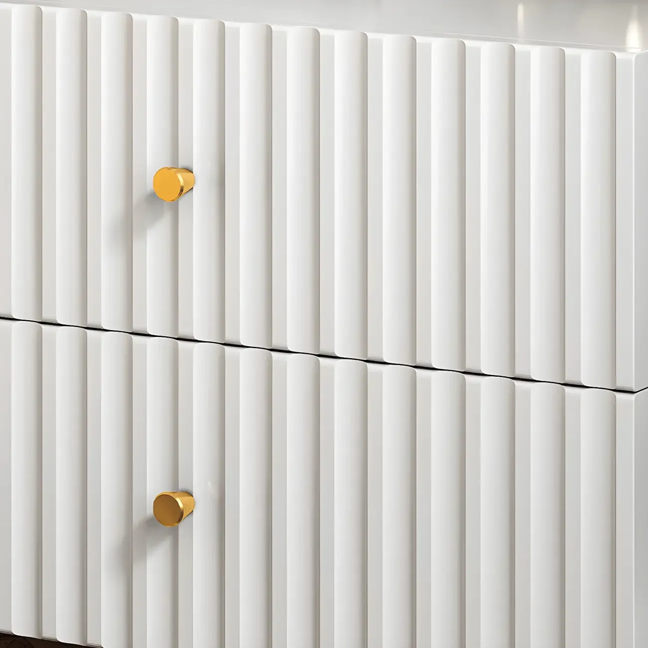 Modern Wooden Stripe Gold Accents Stylish Nightstand