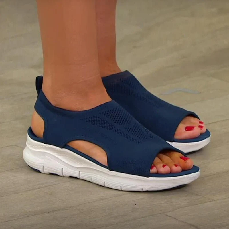hulianfu New Women's Casual Shoes Light Comfort Platform Wedge Beach Sandals Fly Woven Mesh Fish Mouth Open Toe Slippers Zapatos Nina - Deanwangkt