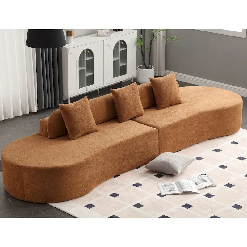 Modern Curved Terrycloth Fabric Combination Sofa No Assembly Required