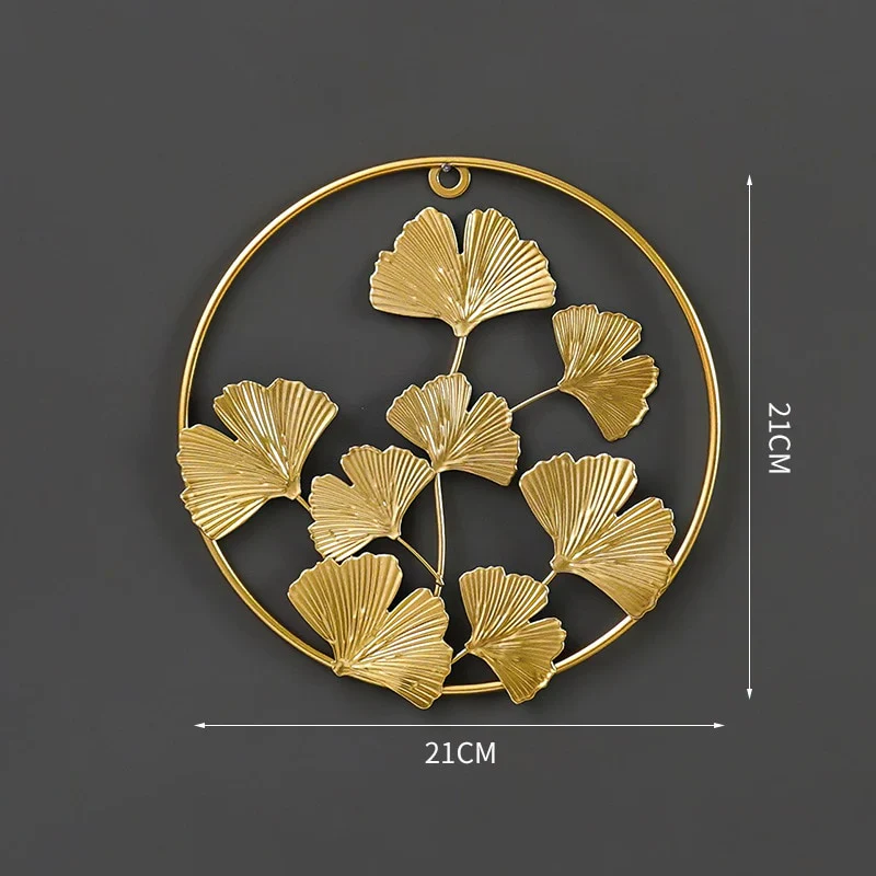 HULIANFU Nordic Metal Leaf Plant Wall Decor Wrought Iron Wall Hanging Non-perforated Wall Mural Living Room Bedroom Home Decoration Hot - Deanwangkt