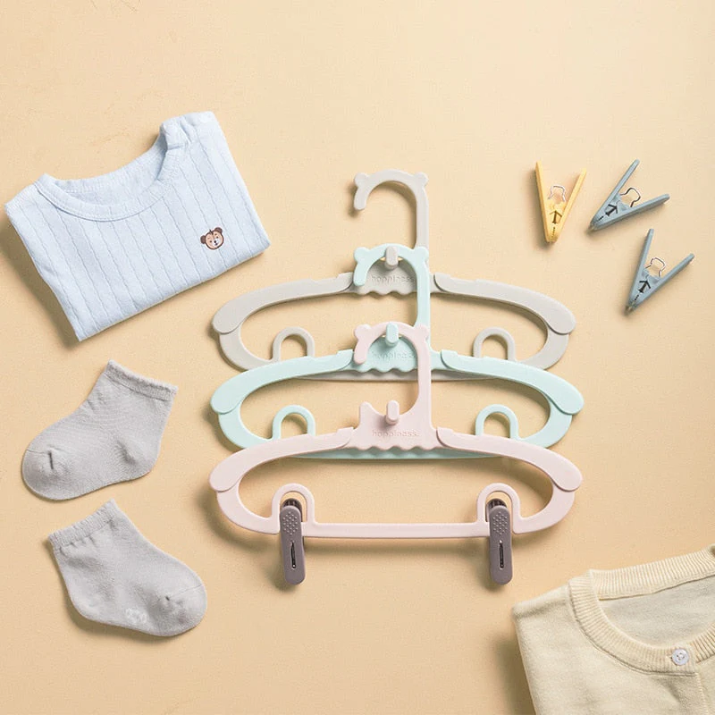HULIANFU Scalable Children  Hanger Baby Storage Rack Retractable Strap Pant Clip Small Hanger Support Balcony Drying Accessories Suit - Deanwangkt