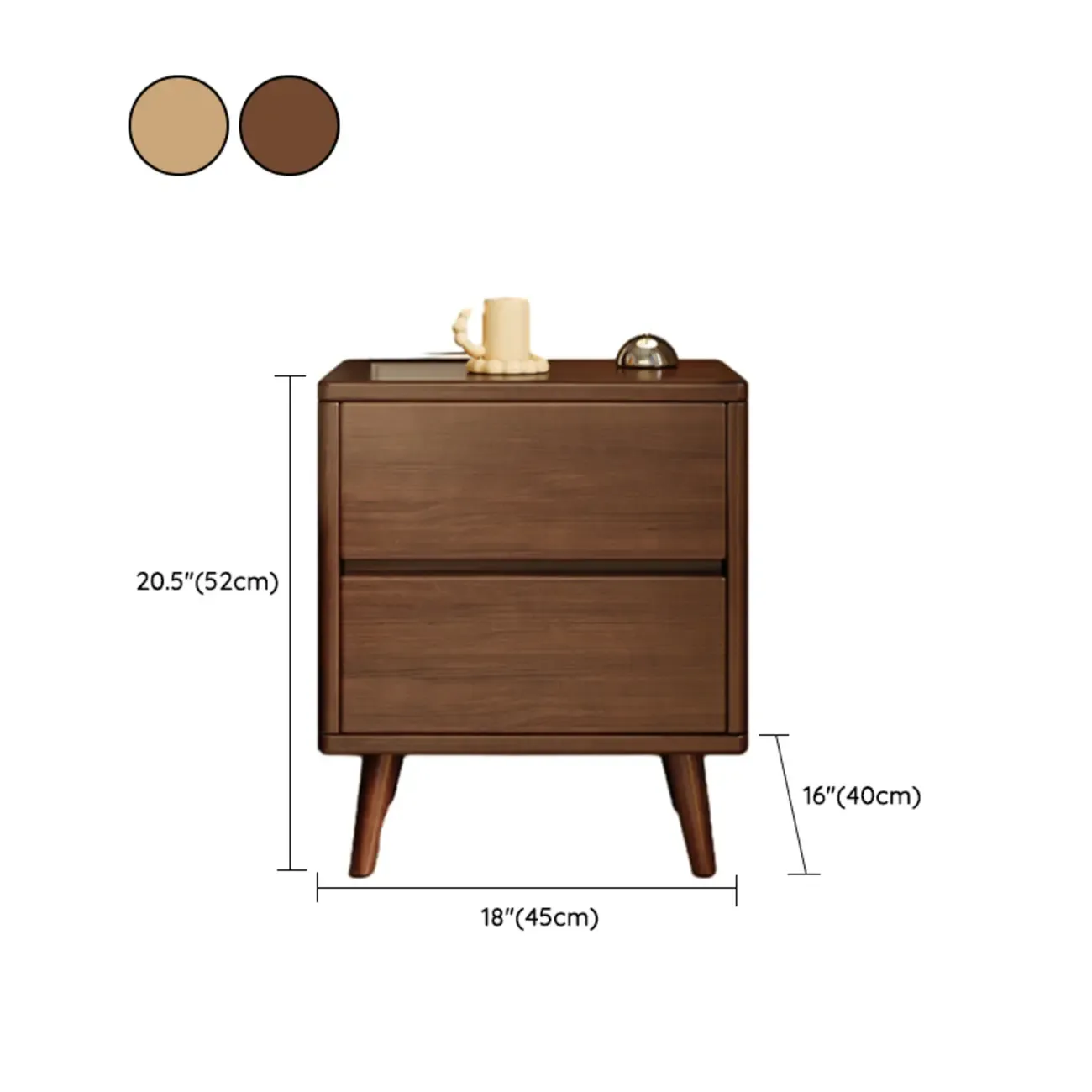 Natural Finish Wood Nightstand with Drawers