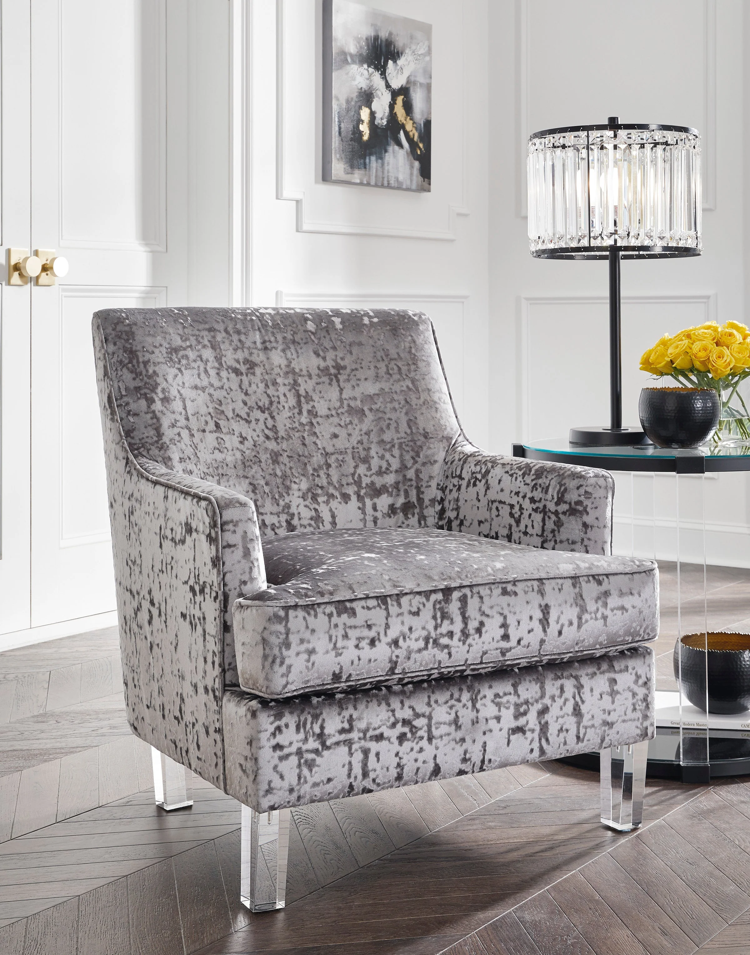 Gloria Crushed Velvet Accent Chair in 3 Color Options