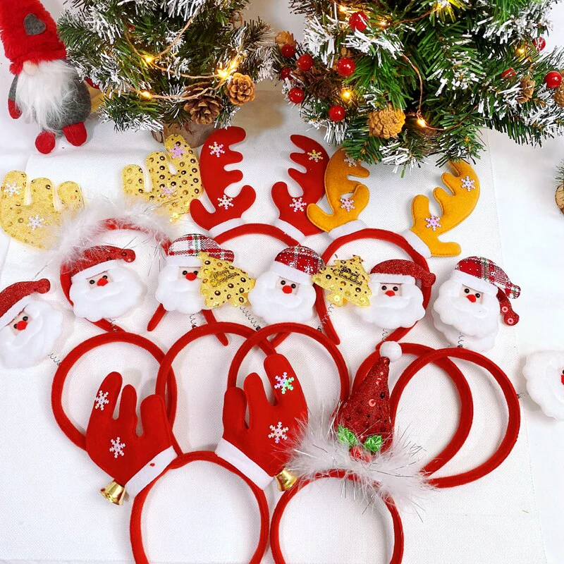 HULIANFU 2026  LuanQI Christmas Headbands for Children Adult Hair Band Red Christmas Santa Claus Snowman Antlers Headband Xmas Decoration Gifts - Deanwangkt