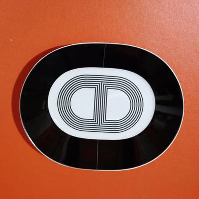 HULIANFU Runway Style Bone China Snack Plate Ceramic European Style Western Condiment Dish Tableware Set Oval Shaped Rallye Plates - Deanwangkt