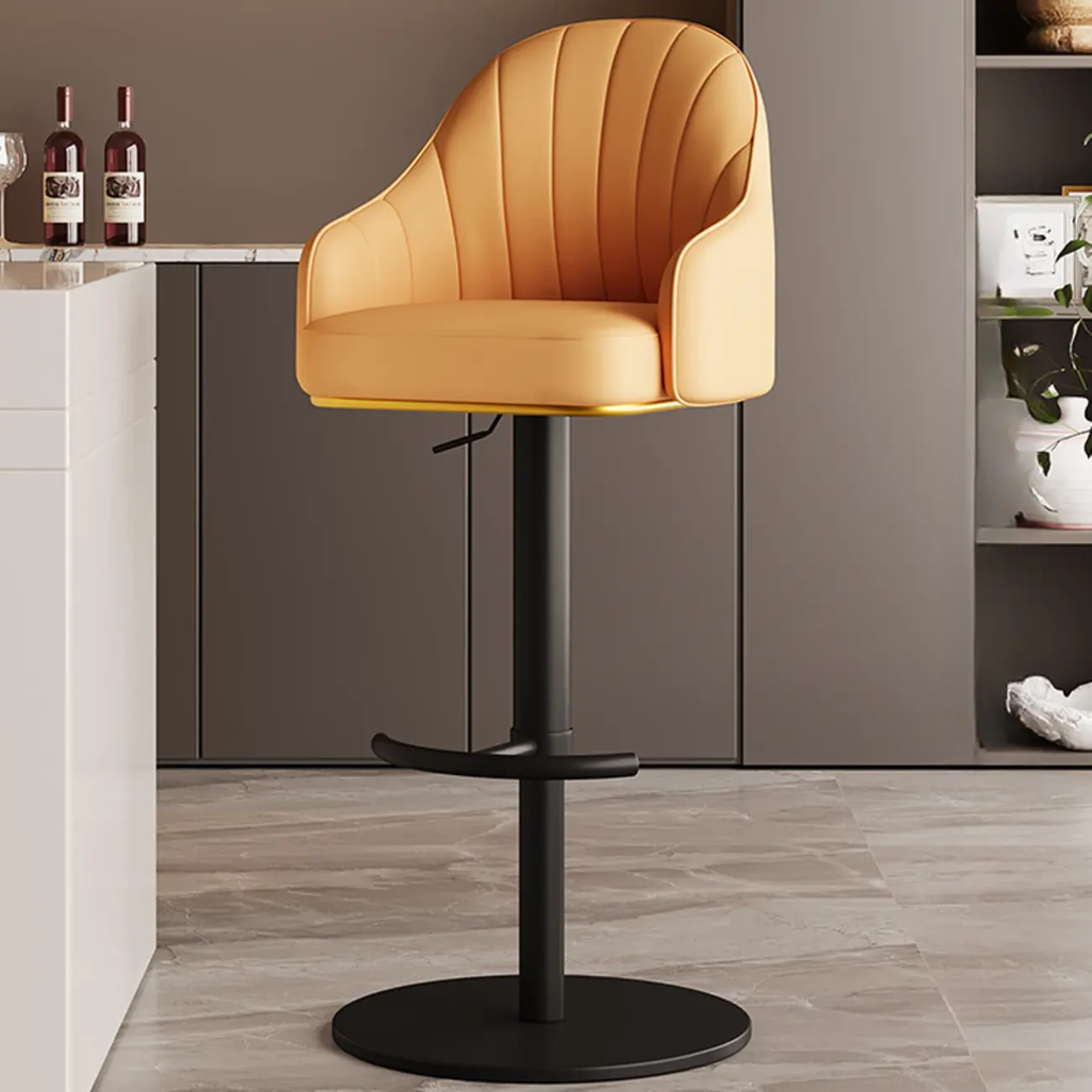 Low Back Adjustable Modern Leather Swivel Bar Stool