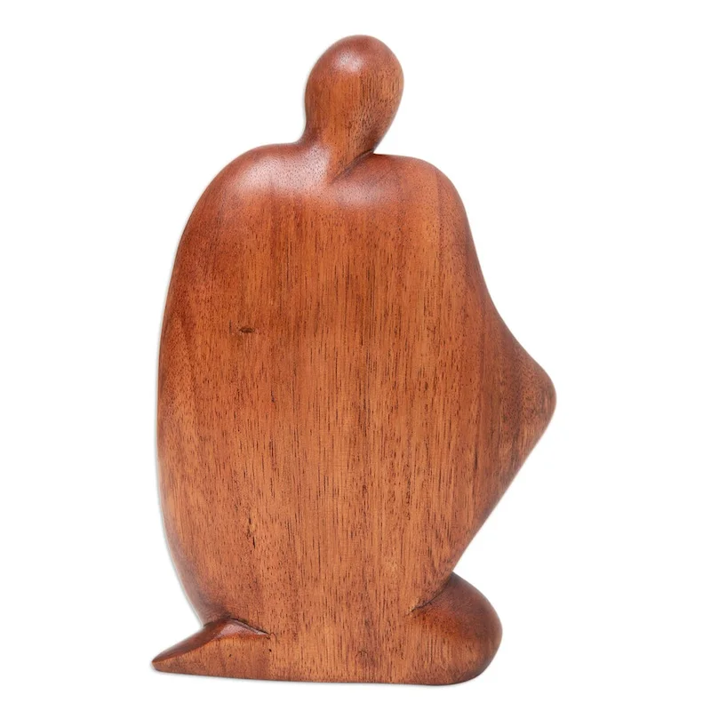 Novica Handmade Dreamy Man Wood Sculpture
