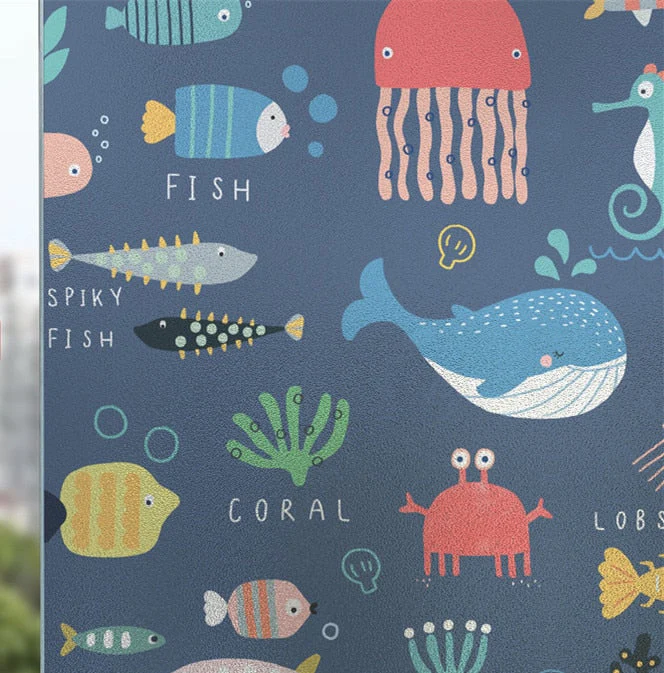 HULIANFU Landscape pastoral pattern window frosted glass sticker opaque toilet anti-lighting bathroom film anti-peep shading window paper - Deanwangkt