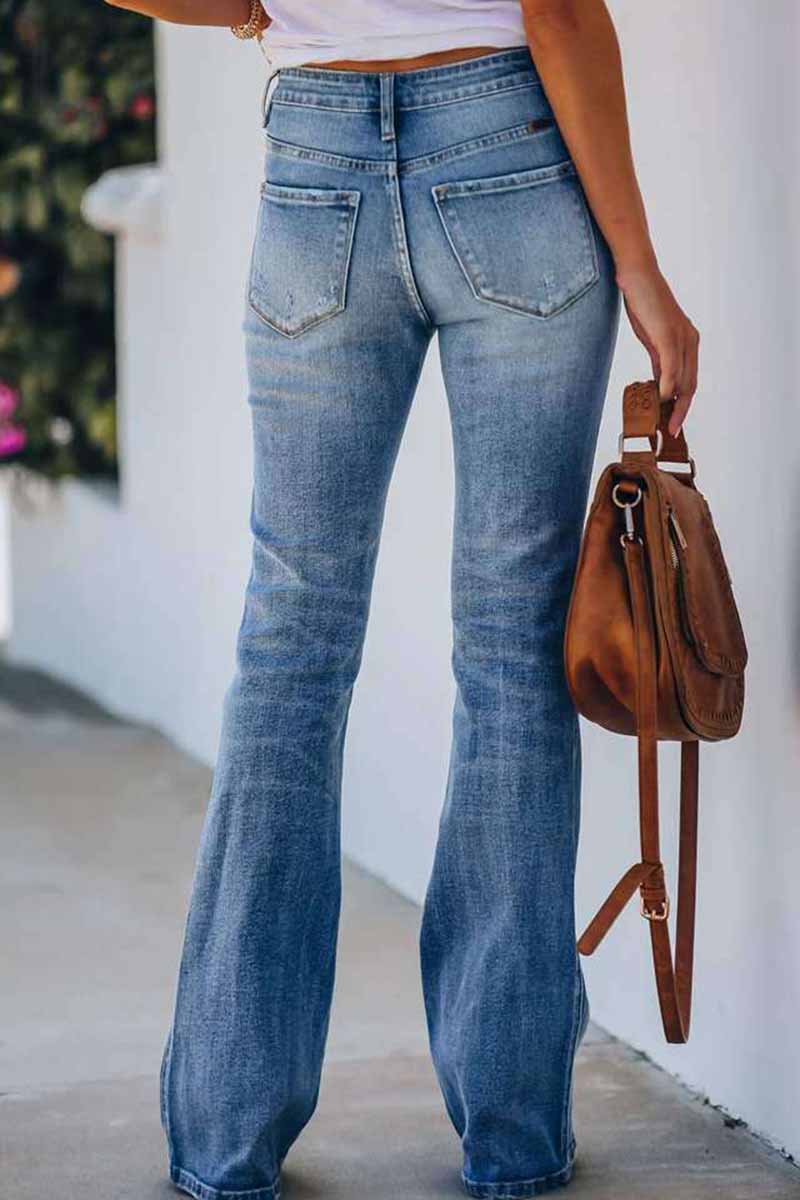 hulianfu Women Jeans Mid Rise Fitted Denim Pants - Deanwangkt