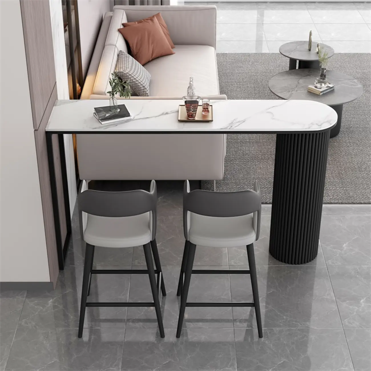 Modern Irregular Stone Metal Bar Tables