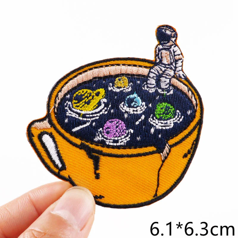 HULIANFU Van Gogh Embroidered Patches on Clothes DIY Cartoon Wave Applique Clothing Thermoadhesive Patches for Clothing DIY - Deanwangkt