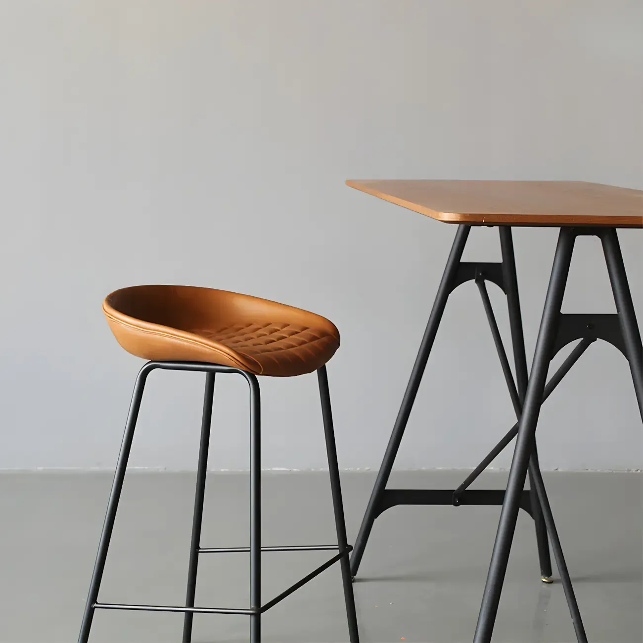 Industrial Lightweight Black Wood Wood-Tone Metal Bar Tables