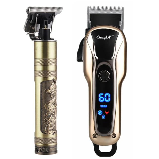 HULIANFU Professional Barber Hair Clipper Rechargeable Electric T-Outliner Finish Cutting Machine Beard Trimmer Shaver Cordless Corded - Deanwangkt