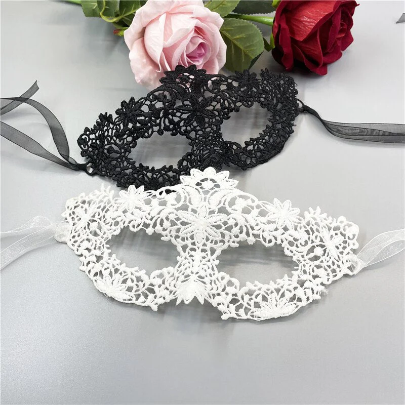 HULIANFU Lace Mask Female Half Face Black Eye Mask White Halloween Mask Party Masquerade Child Mask - Deanwangkt
