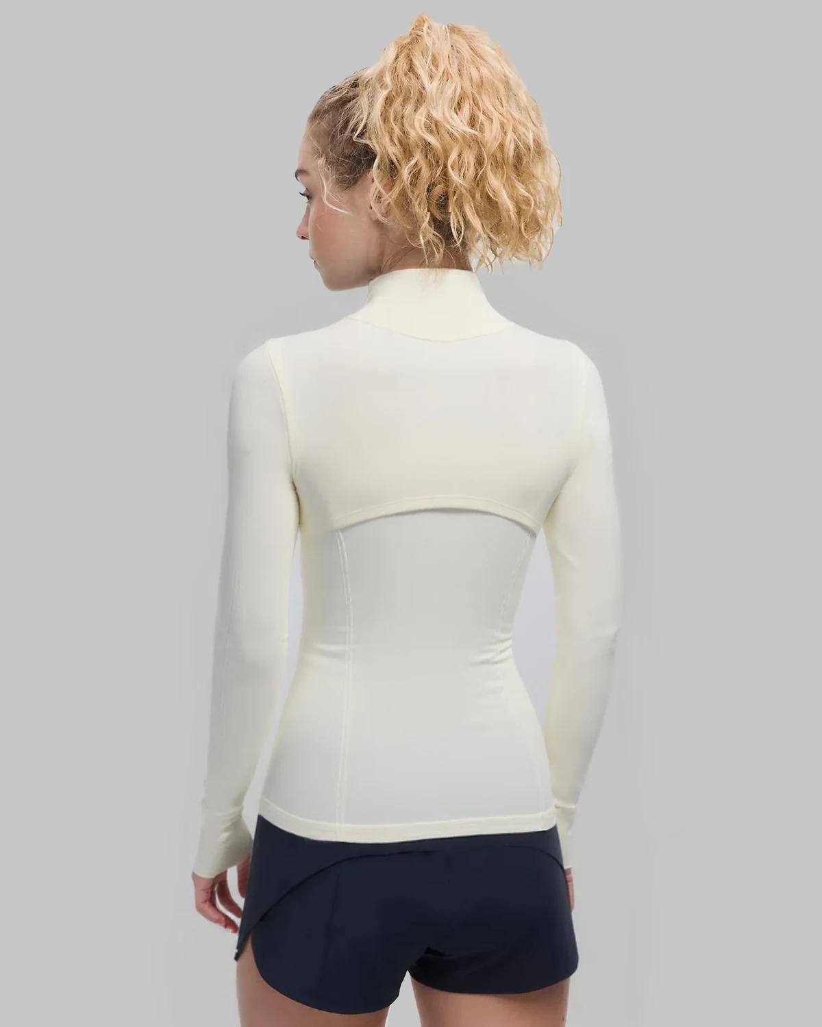 Slim Fit Waist-Cinching Stand Collar Yoga Wear, Long Sleeve Sports Jacket Top for Women, Slimming Versatile Stretch Running Fitness Wear