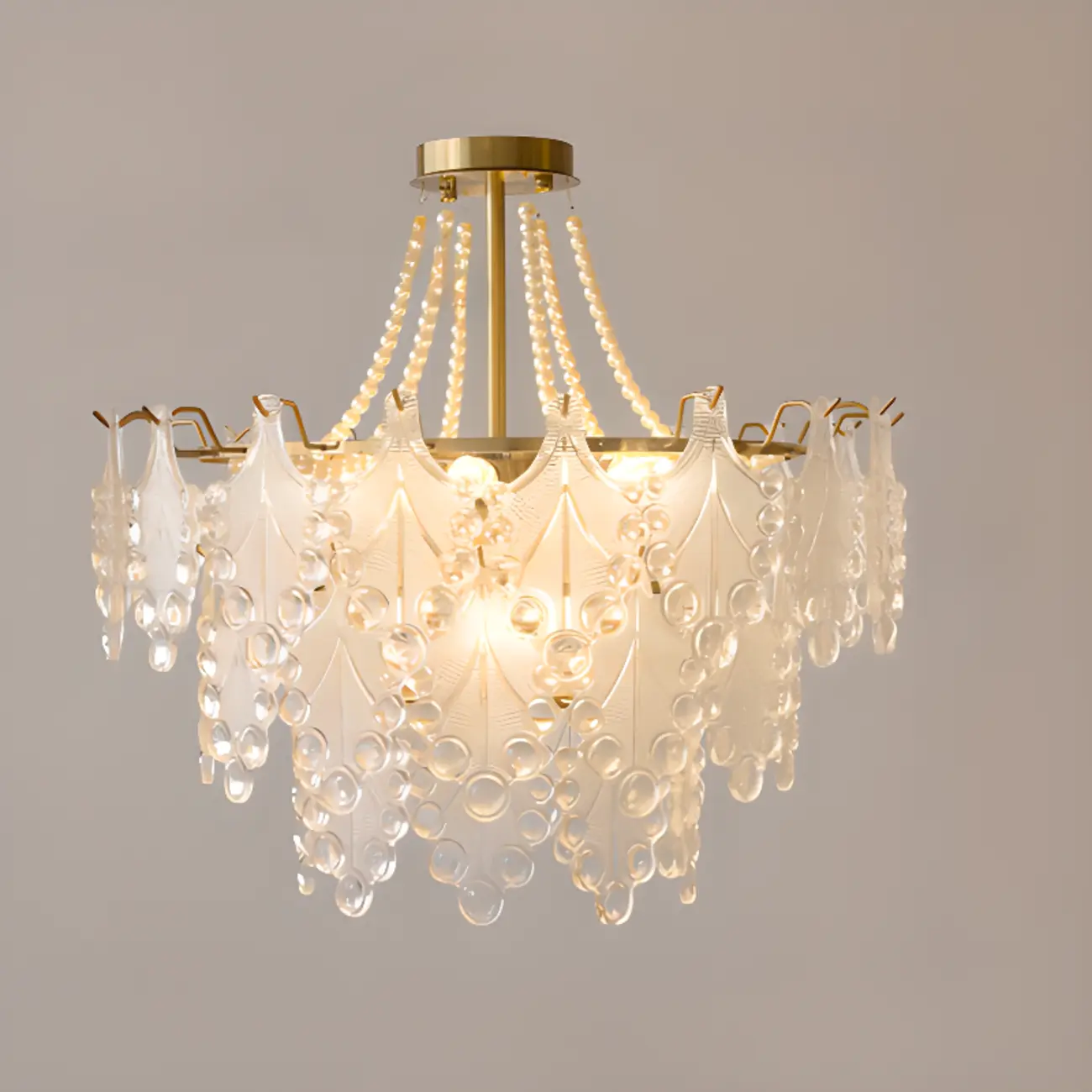 Gold Crystal Beads Chandelier with Elegant Design