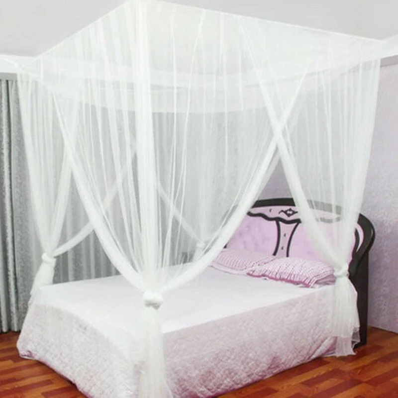 HULIANFU Sexy Mosquito Net Palace Four Door King/Queen Double Size Home Single  Bed Prevent Insect Outdoor Square Grace White Canopy Net - Deanwangkt