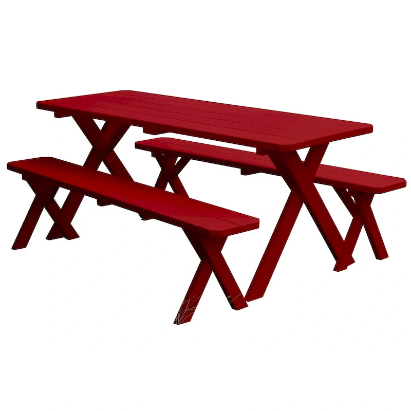 Pine 5' Cross-Leg Picnic Table with 2 Benches