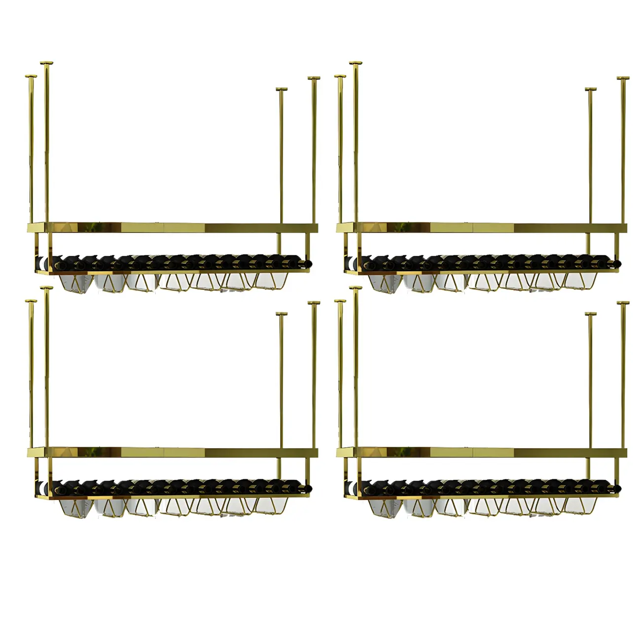 Modern Metal Hanging Wine Rack with Glass Holder