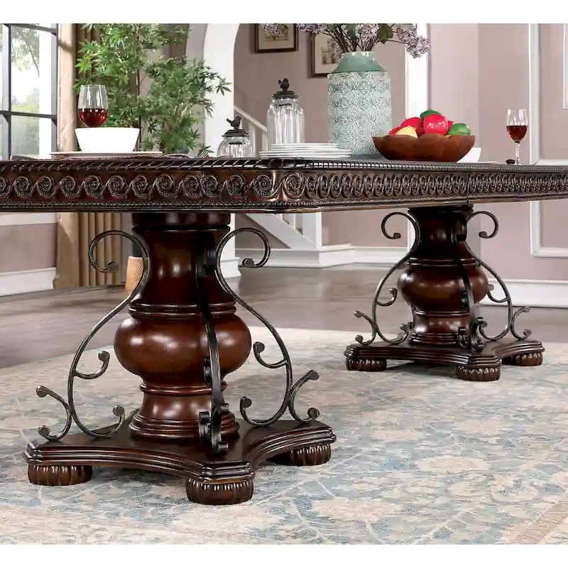 Furniture of America Baburam Traditional Cherry 120-inch Dining Table