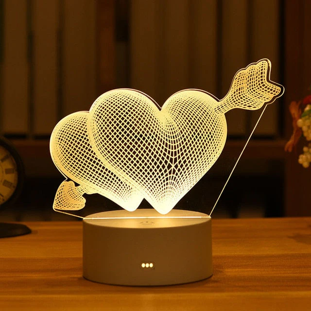 HULIANFU Romantic Love 3D Acrylic Led Lamp for Home Children Night Light Table Lamp Birthday Party Decor Valentine Day Bedside Lamp - Deanwangkt