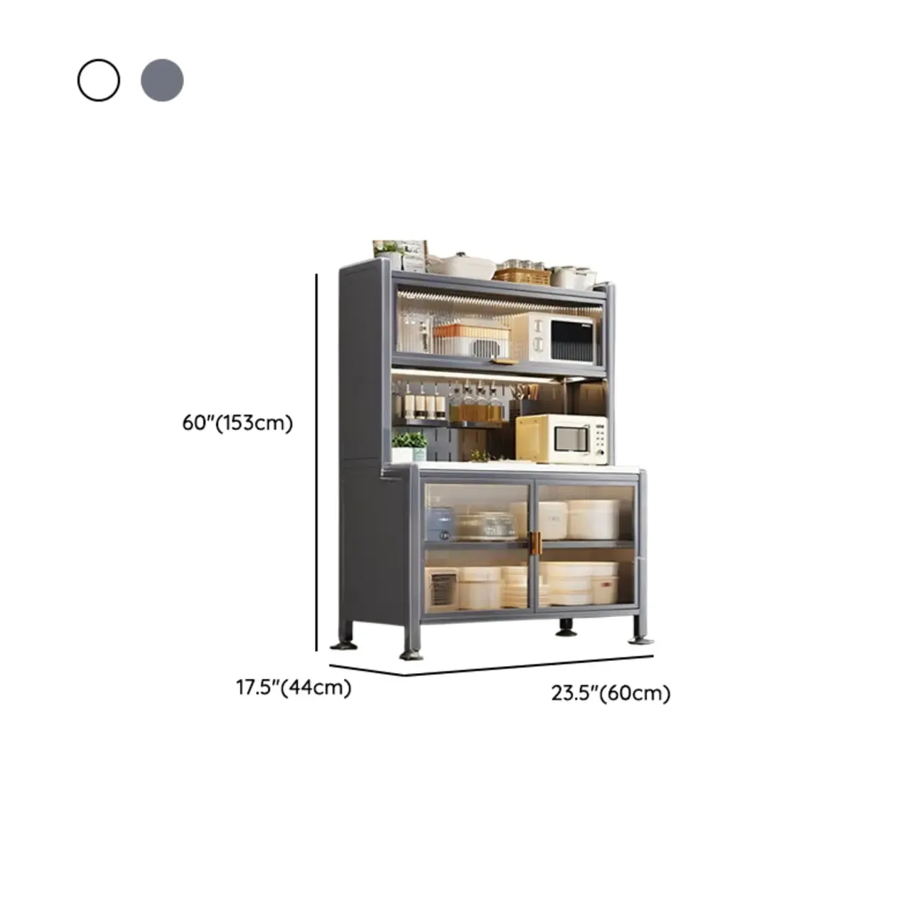 Modern Metal Buffet with Stone Countertop Narrow Design