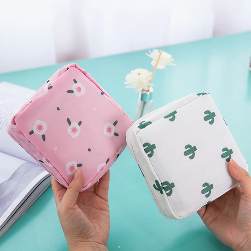 HULIANFU Waterproof Tampon Storage Bag Cute Sanitary Pad Pouches Portable Makeup Lipstick Key Earphone Data Cables Organizer Home Storage - Deanwangkt