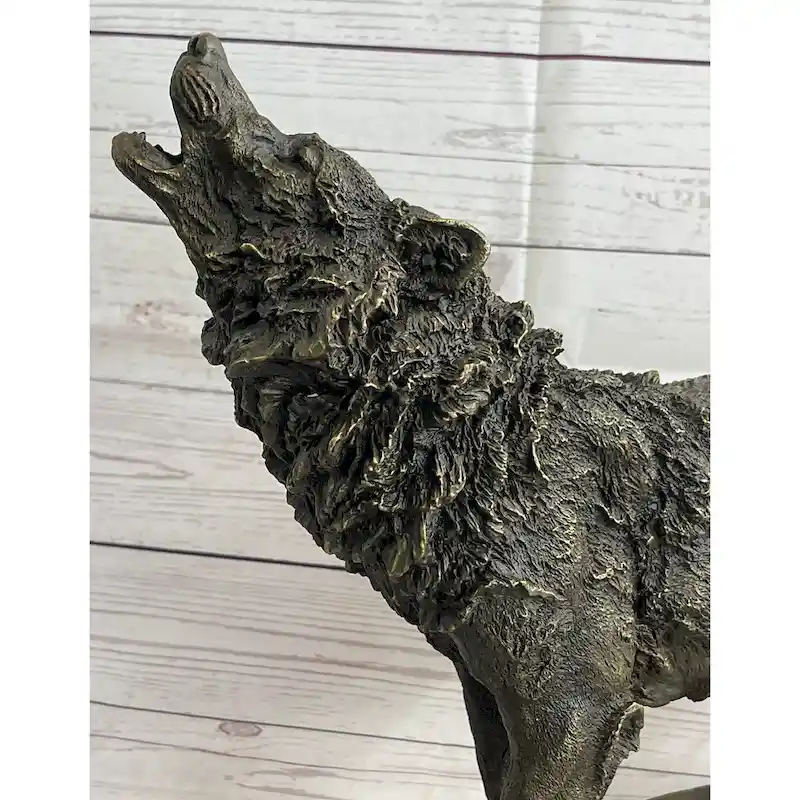 Extra Large Wild Animal Life Wolf Dog Bronze Sculpture Hot Cast Marble Figurine