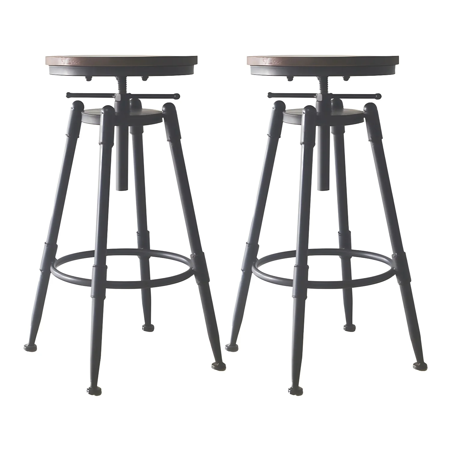 Industrial Metal Leather Swivel Bar Stools with Back