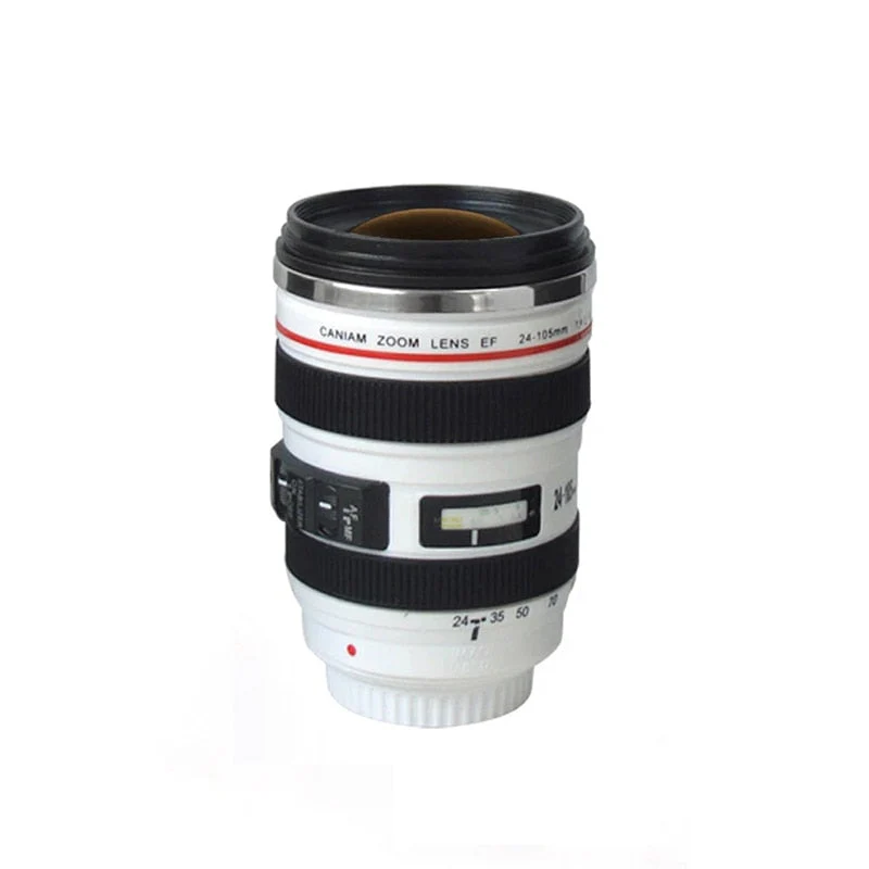 HULIANFU Stainless Steel Camera EF24-105mm Coffee Lens Mug White Black Coffee Mugs Creative Gift Coffee Cups canecas tazas vaso café - Deanwangkt