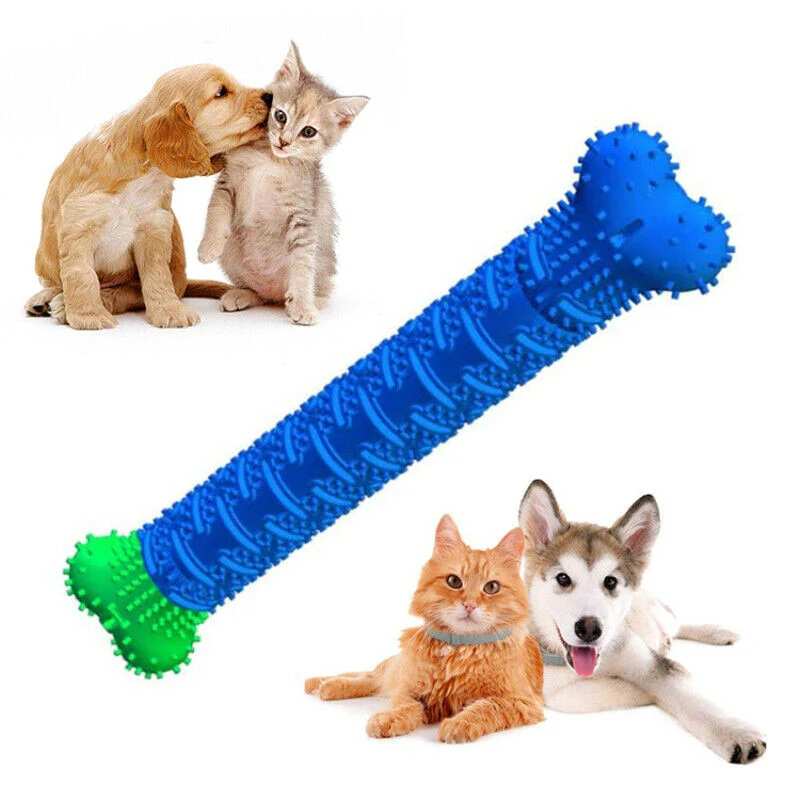 HULIANFU Puppy Brush Dog Toothbrush Chew Toy Stick Cleaning Massager Pet Teeth Cleaning Toys Multifunctional Silicone Doggy Dental Care - Deanwangkt