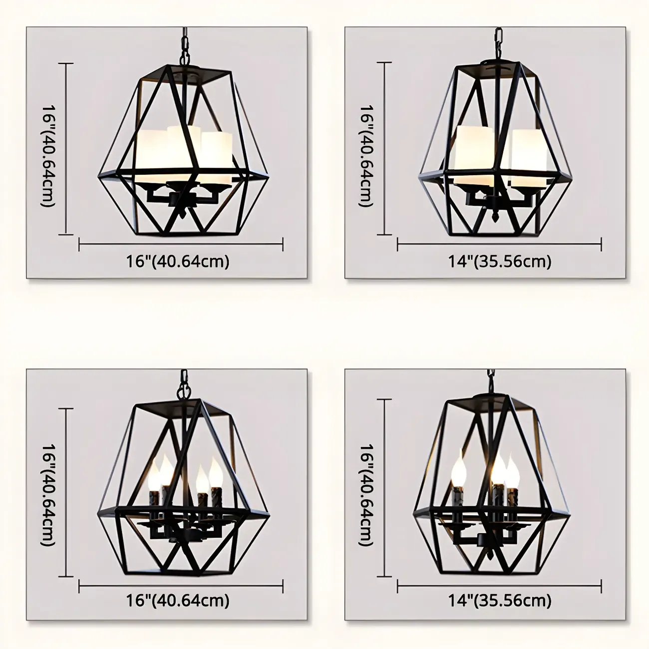 Black Geometric Iron Frame Modern Chandelier