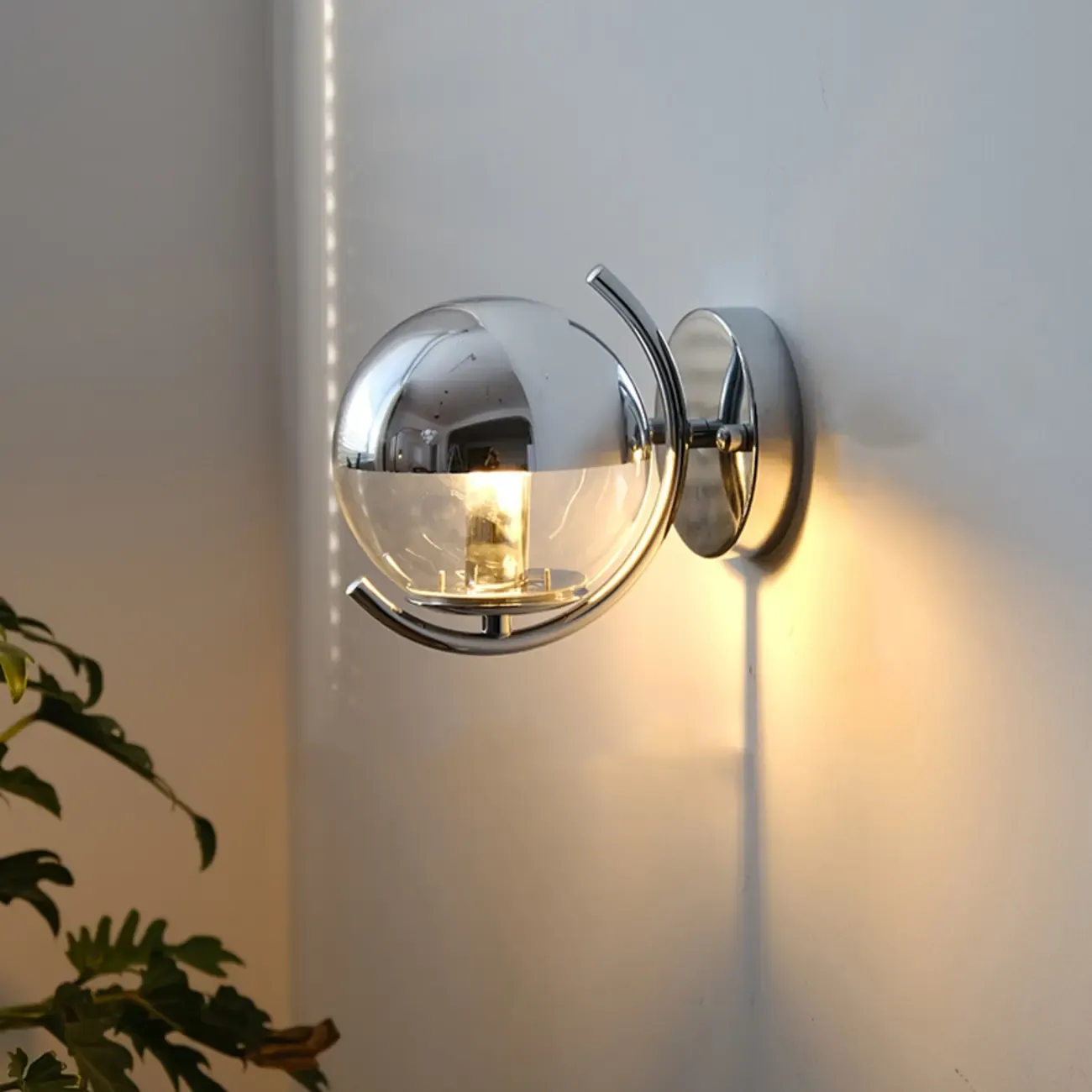 Modern Globe Wall Sconce with Chrome Finish for Living Room
