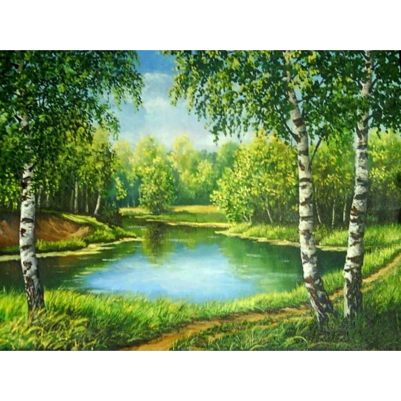 HULIANFU Villa Scenery DIY 5D Diamond Painting Full Round Resin Mosaic Landscape Diamond Embroidery Picture Rhinestone Home Decor Gift - Deanwangkt