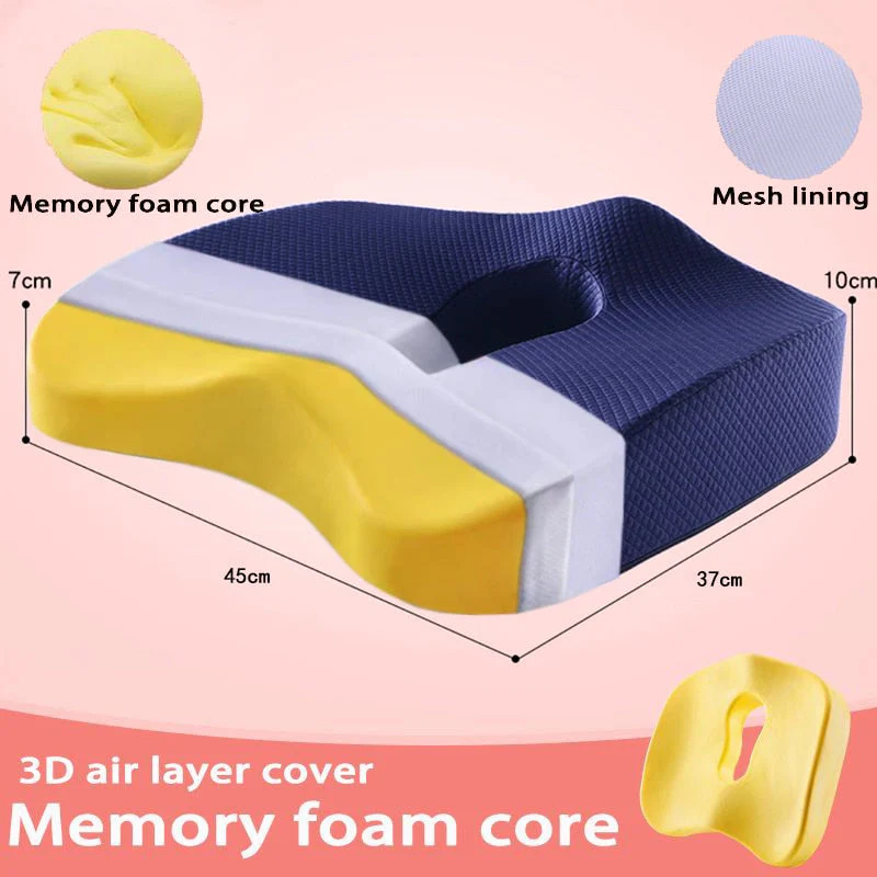HULIANFU Memory Foam Seat Cushion Orthopedic Pillow Coccyx Office Chair Cushion Car Seat Pillow Wheelchair Massage Vertebrae Seat Pad - Deanwangkt