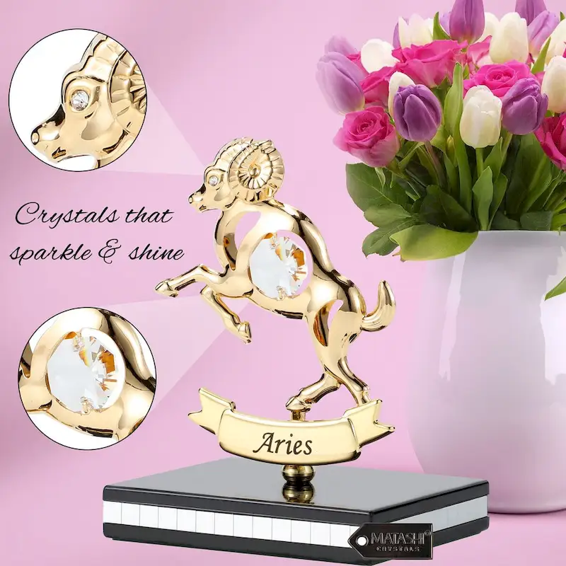 Matashi 24K Gold Plated Zodiac Astrological Sign Aries Figurine